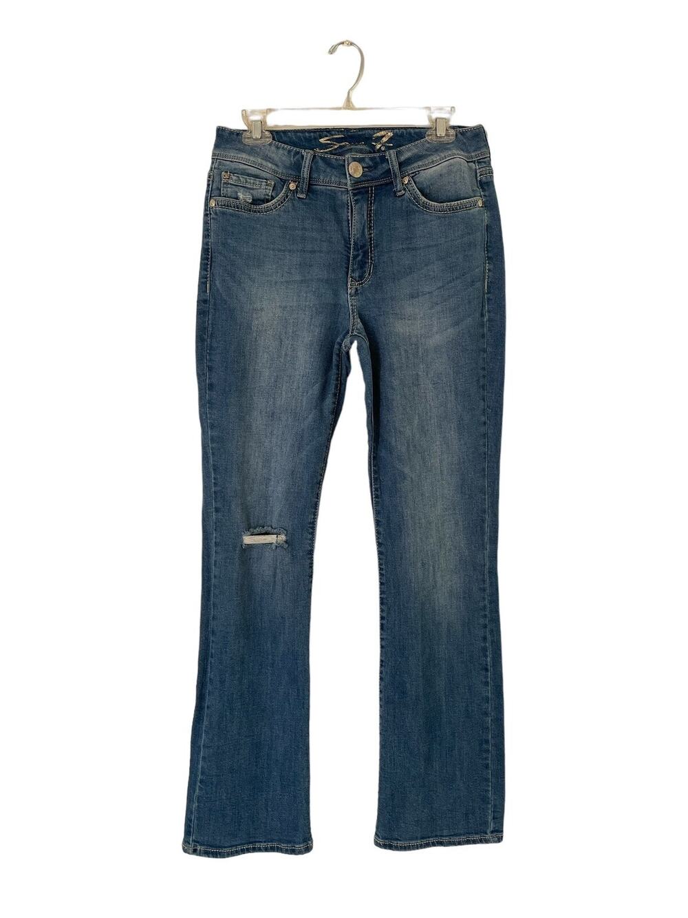 Seven 7 For All Mankind Jeans Rocker Boot Cut Blue Denim Distressed Size10 30x31